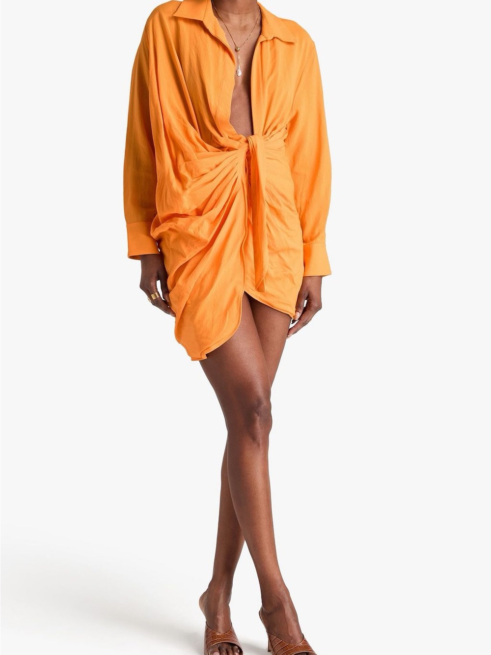 Jacquemus Orange Ruched Tie-Front Swim Coverup NWT